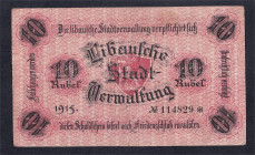 Latvia - Libava, 10 Rubel, 1915, VF