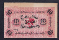 Latvia - Libava, 10 Rubel, 1915, AU
