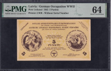 Latvia, 5 Punkte, 1945, Choice UNC 64