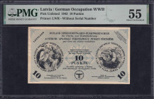 Latvia , 10 Punkte, 1945, About UNC 55