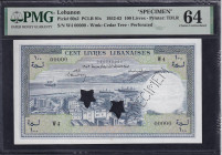 Lebanon, 100 Livres, 1952-63, Choice UNC 64, SPECIMEN