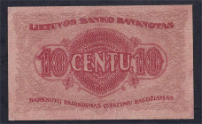 Lithuania, 10 Centu, 1922, XF-VF