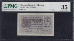 Lithuania, 50 Centu, 1922, Choice Very Fine 35