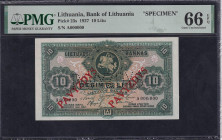 Lithuania, 10 Litu, 1927, Gem UNC 66 EPQ, SPECIMEN
