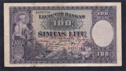 Lithuania, 100 Litu, 1928, F-VF