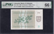 Lithuania, 3 Talonas, 1991, Gem UNC 66 EPQ