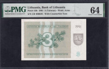 Lithuania, 3 Talonas, 1991, Choice UNC 64