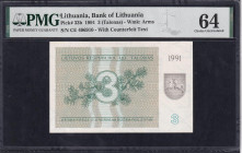 Lithuania, 3 Talonas, 1991, Choice UNC 64