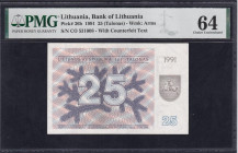 Lithuania, 25 Talonas, 1991, Choice UNC 64