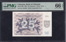 Lithuania, 25 Talonas, 1991, Gem UNC 66 EPQ