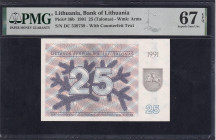 Lithuania, 25 Talonas, 1991, Superb Gem UNC 67 EPQ