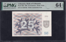 Lithuania, 25 Talonas, 1991, Choice UNC 64 EPQ