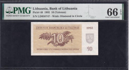 Lithuania, 10 Talonas, 1992, Gem UNC 66 EPQ