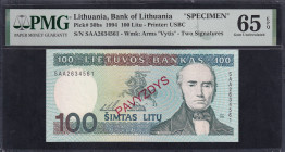 Lithuania, 100 Litu, 1994, Gem UNC 65 EPQ, SPECIMEN