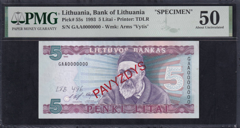 Lithuania, Bank of Lithuania, 2 Litai - Printer: TDLR, 1993, About UNC 50, Pick:...