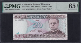 Lithuania, 20 Litu, 1993, Gem UNC 65 EPQ