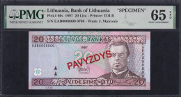 Lithuania, 20 Litu, 1997, Gem UNC 65 EPQ, ''SPECIMEN''