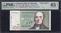 Lithuania, 100 Litu, 2000, Gem UNC 65 EPQ, ''SPECIMEN''