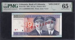 Lithuania, 10 Litu, 2001, Gem UNC 65 EPQ, ''SPECIMEN''