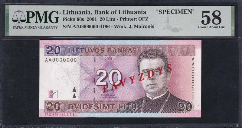 Lithuania, Bank of Lithuania, 20 Litu - Printer: OFZ, 2001, Choice About UNC 58,...