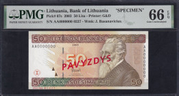 Lithuania, 50 Litu, 2003, Gem UNC 66 EPQ, ''SPECIMEN''