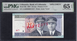 Lithuania, 10 Litu, 2007, Gem UNC 65 EPQ,  ''SPECIMEN''