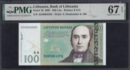 Lithuania, 100 Litu, 2007, Superb Gem UNC 67 EPQ,