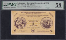 Lithuania, 5 Punkte, 1945, Choice About UNC 58 EPQ,