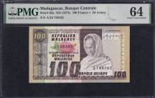 Madagascar, 100 Francs = 20 Ariary, 1974, Choice UNC 64