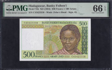 Madagascar, 500 Francs = 100 Ariary, 1994, Gem UNC 66 EPQ