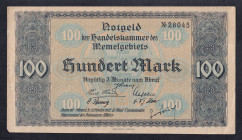 Memel, 100 Mark, 1922, XF