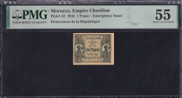 Morocco, 1 Franc, 1944, About UNC 55