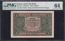 Poland, 5 Marek, 1919, Choice UNC 64