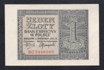 Poland, 1 Zloty, 1941, XF