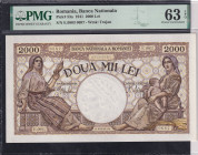Romania, 2000 Lei, 1941, Choice UNC 63 EPQ