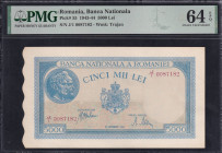 Romania, 5000 Lei, 1943-1944, Choice UNC 64 EPQ