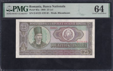 Romania, 25 Lei, 1966, Choice UNC 64