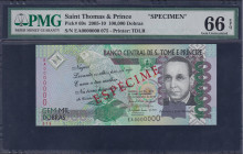 Saint Thomas & Prince, 100000 Dobras, 2005, Gem UNC 66 EPQ, SPECIMEN