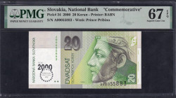 Slovakia, 20 Korun, 2000, Superb Gem UNC 67 EPQ