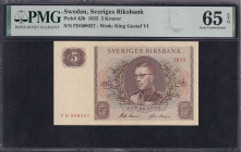 Sweden, 5 Kronor, 1955, Gem UNC 65 EPQ