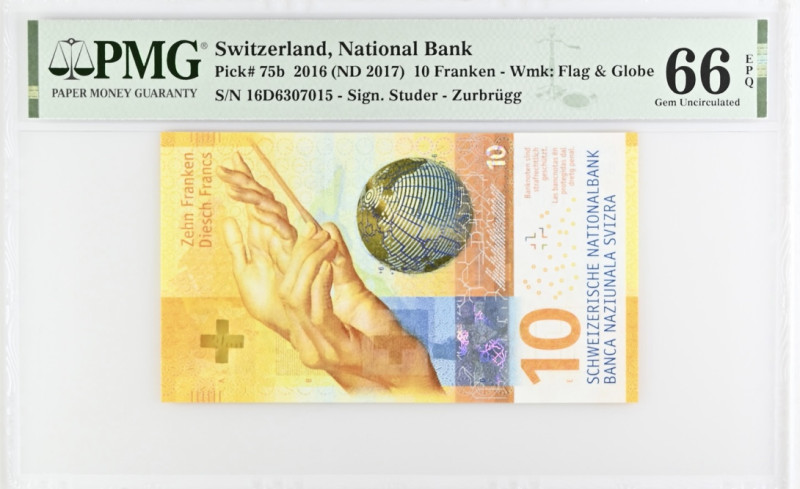 Switzerland, National Bank, 10 Franken - Wmk: Flag & Globe, 2016 (2017), Gem UNC...