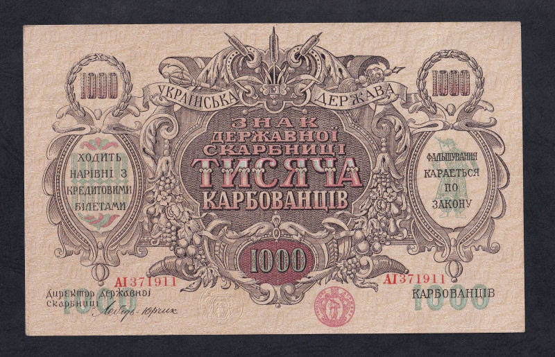 Ukraine, Ukrainian State, 1000 Karbovantsiv, 1919, aUNC, Pick: 35b