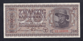 Ukraine, 20 Karbovantsiv, 1942, aUNC