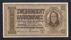 Ukraine, 200 Karbovantsiv, 1942, XF
