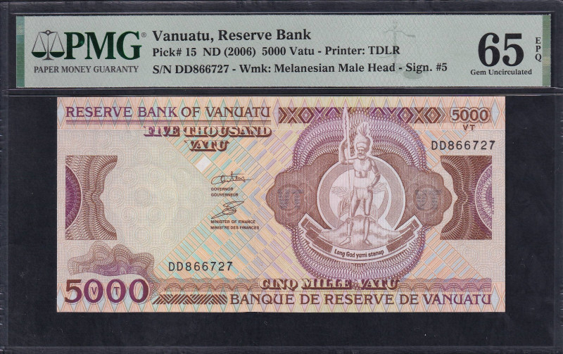 Vanuatu, Reserve Bank, 5000 Vatu - Printer: TDLR, 2006, Gem UNC 65 EPQ, Pick: 15