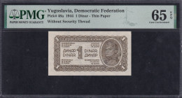 Yugoslavia, 1 Dinar, 1944, Gem UNC 65 EPQ