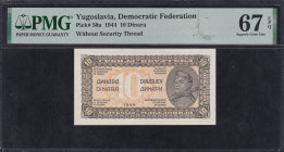 Yugoslavia, 10 Dinara, 1944, Superb Gem UNC 67 EPQ
