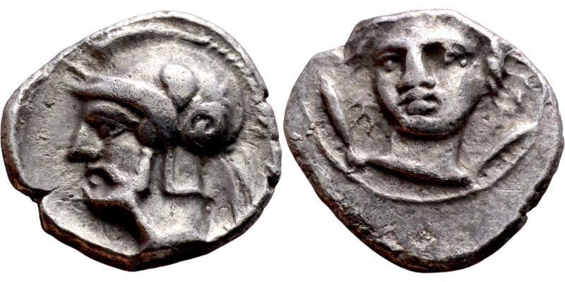 Cilicia: Tarsos, Satrap: Pharnabazos (4 century BC) Obol. Obv: Female head facin...