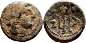 Antiochos I Soter (Seleukid King: 281-261 BC). AE bronze. Obv: Laureate head of Apollo right Rev: Tripod