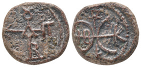 BYZANTINE LEAD SEAL. (Circa 7th-11th Century).Pb. Condition: Good very fine
Weight: 13.50 g
Diameter: 22.94 m